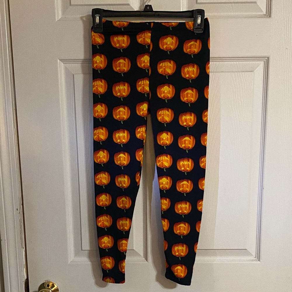 Poof Kid’s Jack-o’-lantern Halloween Pumpkin Leggings Small S 7 8 Warm Cozy